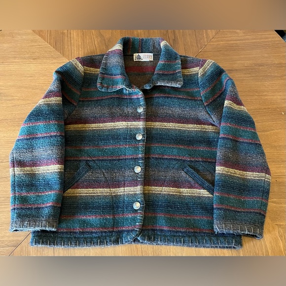 Unlimited Quest Jackets & Blazers - VTG Unlimited Quest Striped Western Wool Blend Button Up Jacket